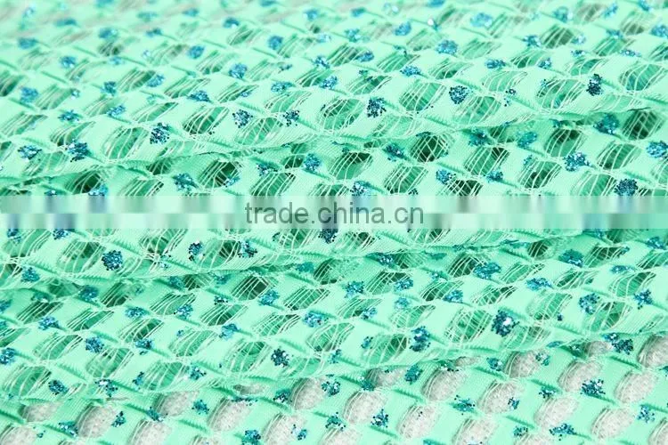 new design green design shinning eco-friendly good quality lace fabric