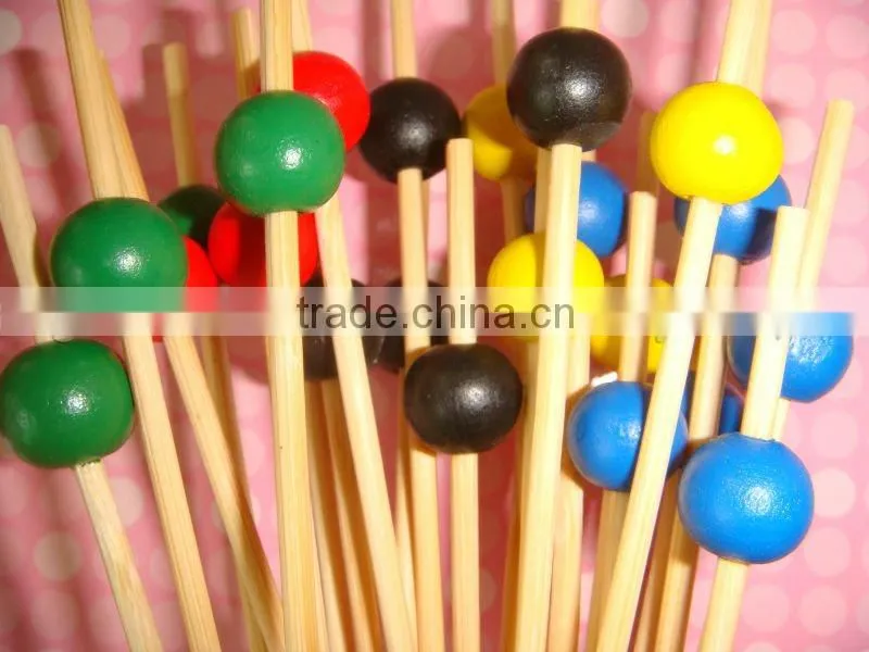 120mm natual green-yellow bamboo heart shape food picks