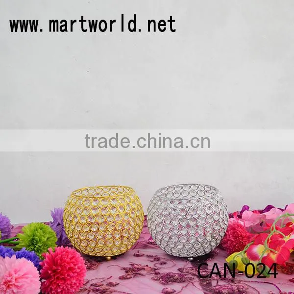 gold and silver crystal ball wedding candle holder ,crystal candle holder for wedding table(CAN-024)