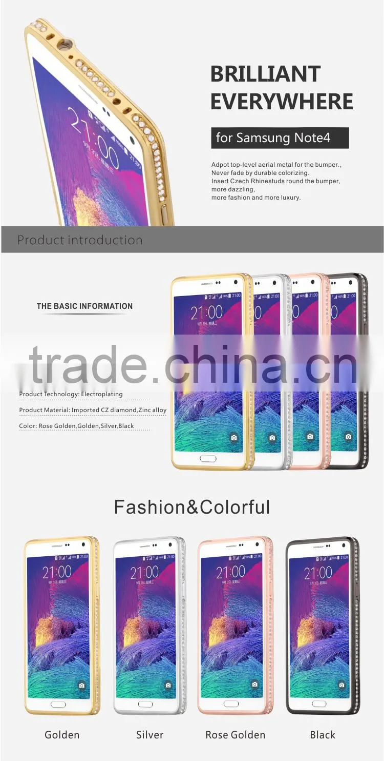 Diamond and Metal Phone Cases for Samsung Note 4
