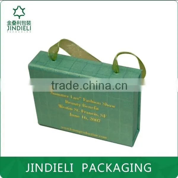 light green gift paper box package with gold stamping logo