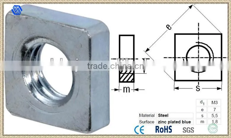 Stainless M5 Square Nuts