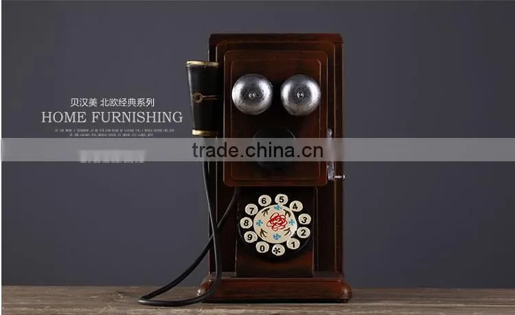 Retro antique iron craft artificial telephone home decoration