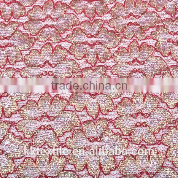 25% cotton 45% nylon 15%gold thread 15% silver thread high quality trimming lace #12112