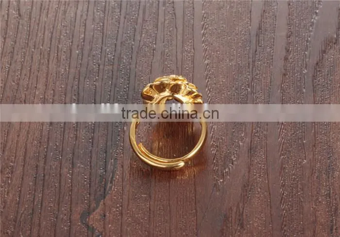 jewelry gold plated copper elegant design for women rose shaped ring