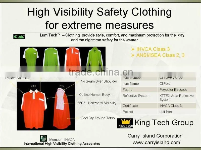 Men's Reflective Safety Clothing T- shirt Polo