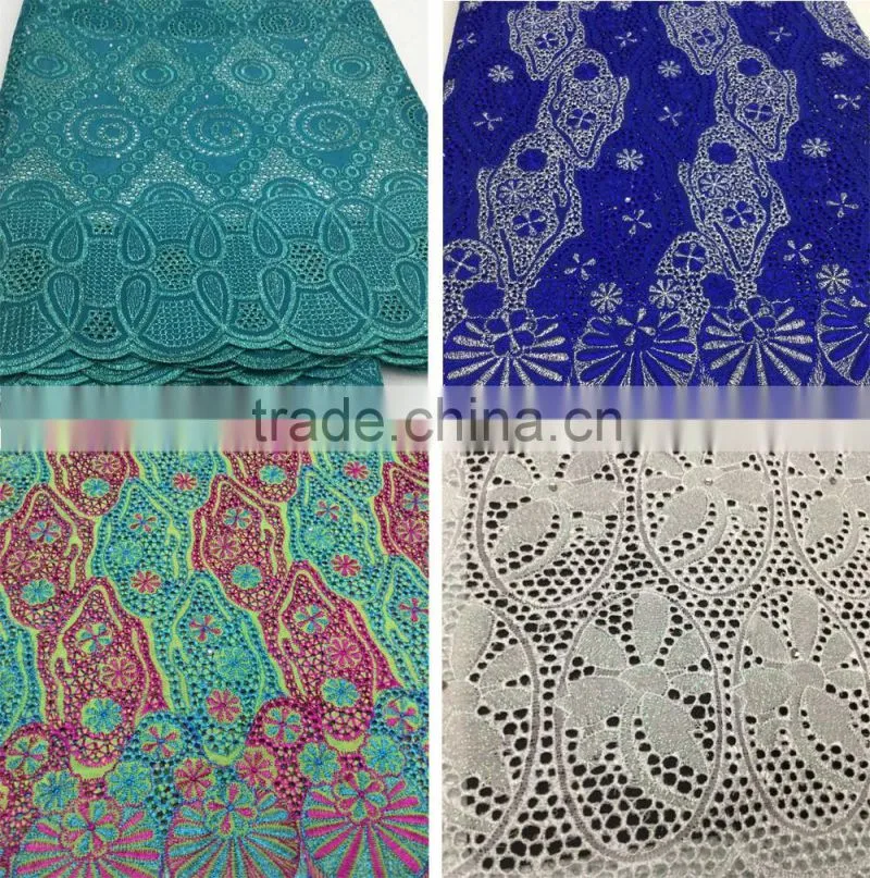 New style applique embroidery lace fabric flower girl dresses african lady clothes