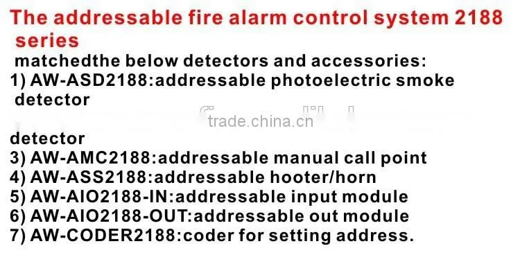 2 wire 100 addresses addressable Fire Alarm Control Panel connect addressable parts