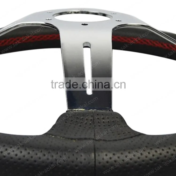 14 inch spoke chrome leather steering wheel