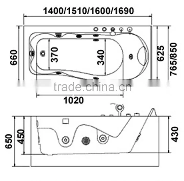 cUPC certified cheap whirlpool tub, massage hot tub spa, massage bath tub