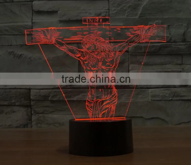 Jesus shape 8 function christmas light controller 3d illusion led night light lamp
