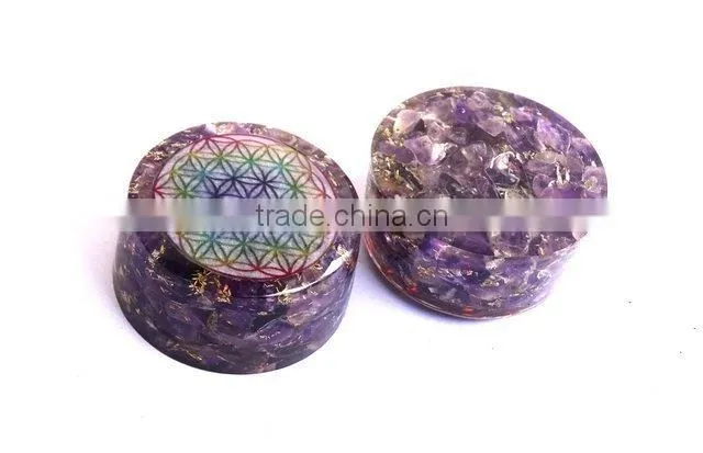 Amethyst Chakra Flower Of Life Orgonite Energy Tower Buster
