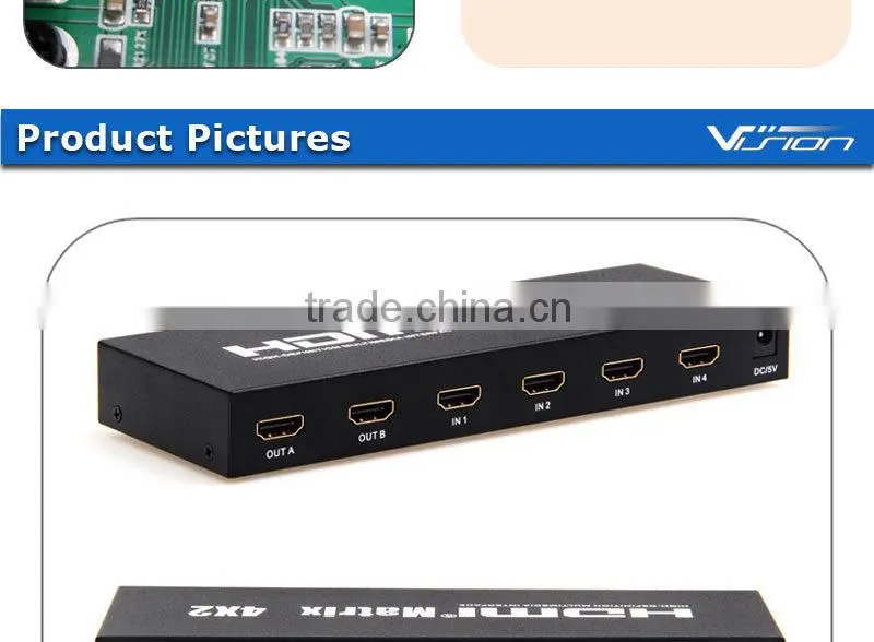 4x2 1080P HDMI Matrix Selector Switch Switcher Splitter w/ Analog Stereo output