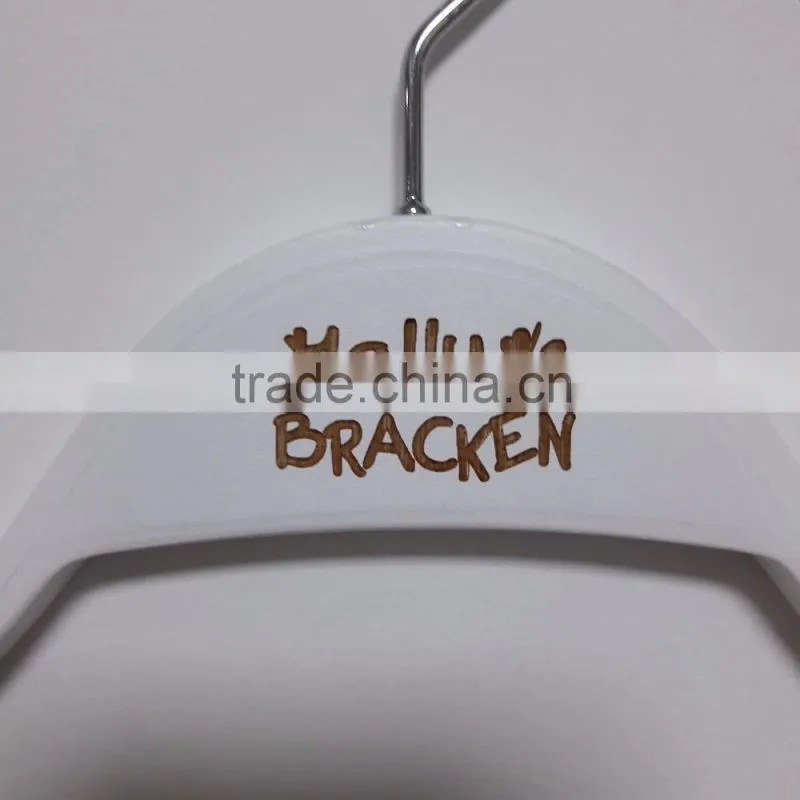 white print logo hangers for clothes fashion wood hangers white custom Printed LOGO Plywood / Laminated wooden clothes Hanger