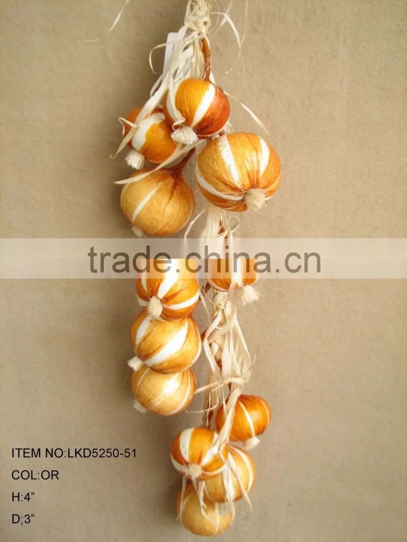 2015 High Quality Harvest Artificial orange onion String decoration Artificial vegatabgles String