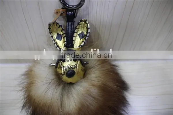 Real raccoon Fur Ball / Fluffy Ball Fur Keychain / Monster Fur Keychain