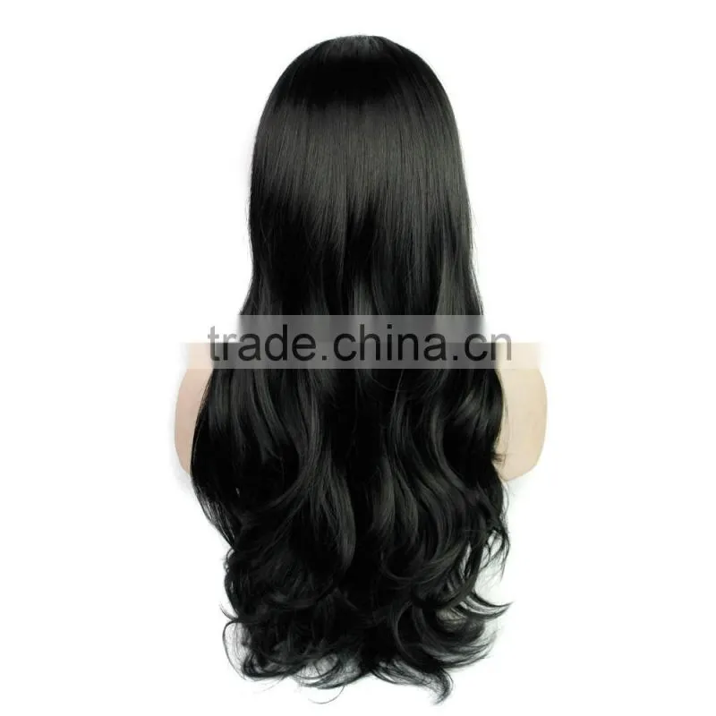 Cheap 30" Women's Long Wavy Curly Hair Wig Synthetic Natural Black Hair Wig Heat Resistant African American Wig For Black Women