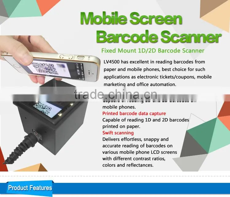 LV4500 NEW Mobile Phone Screen 1D 2D Barcode White LED QR Code Scanner USB