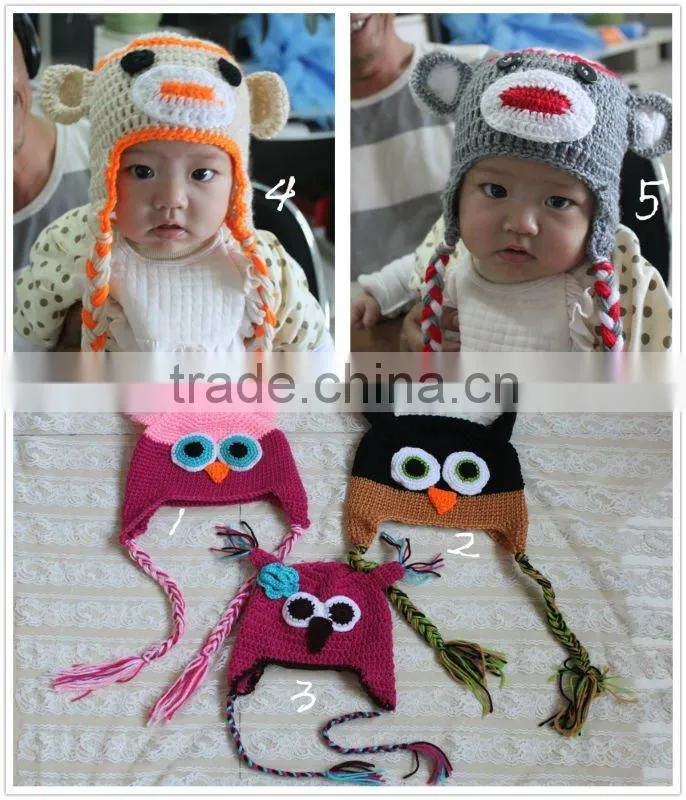 Hot Wholesale boutique Baby Crochet Owl Hat With Crochet Leg Warmer