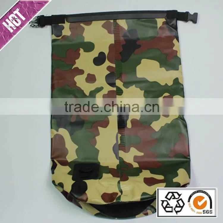 Custom logo dry waterproof camo bag with shoulder straps for outdoor camping