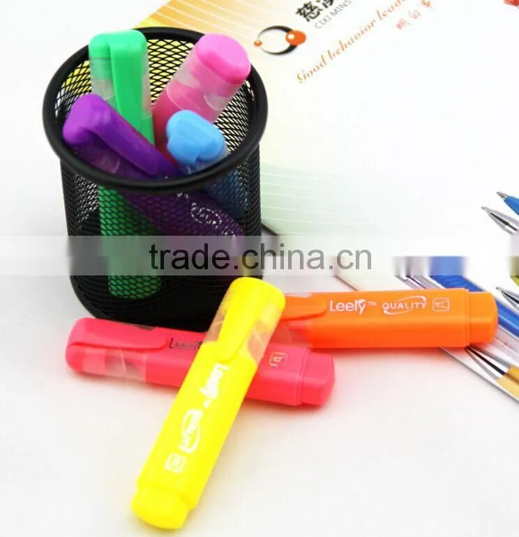 bright multi-color flat barrel highlighter pen