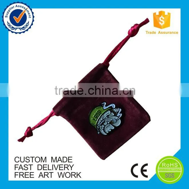 Printing logo custom velvet jewelry bag for metal lapel pin badges