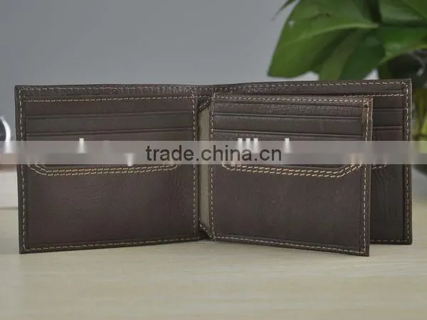 13003 Bill-fold business style brown cheap mens leather wallet