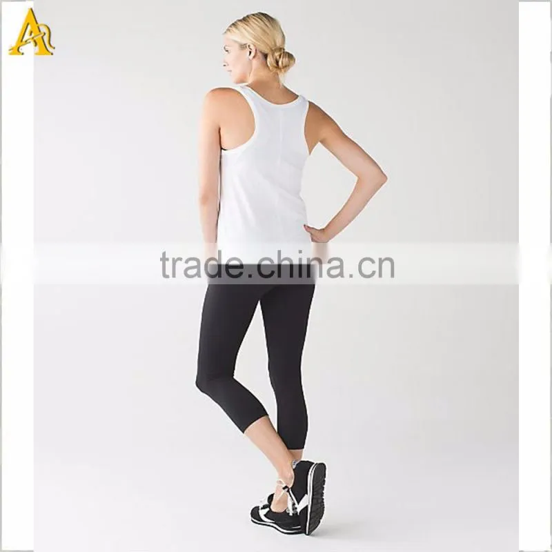 wholesale sportwear suit , white tank top and black yoga pants