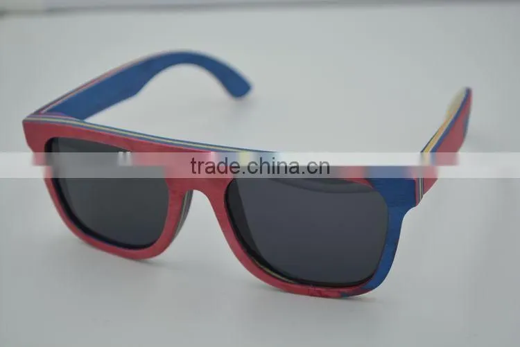 2015 New Arrive Skateboard Wooden Sunglasses Polarized Lens Wooden Sunglasses Frames Wholesale