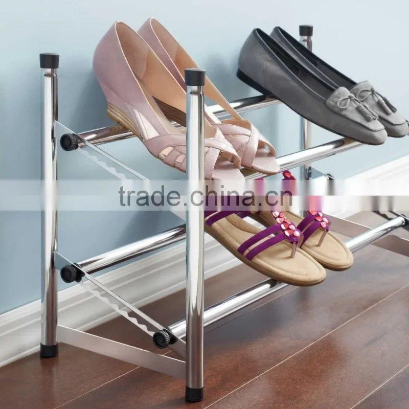 household two tier expandable metal shoe rack
