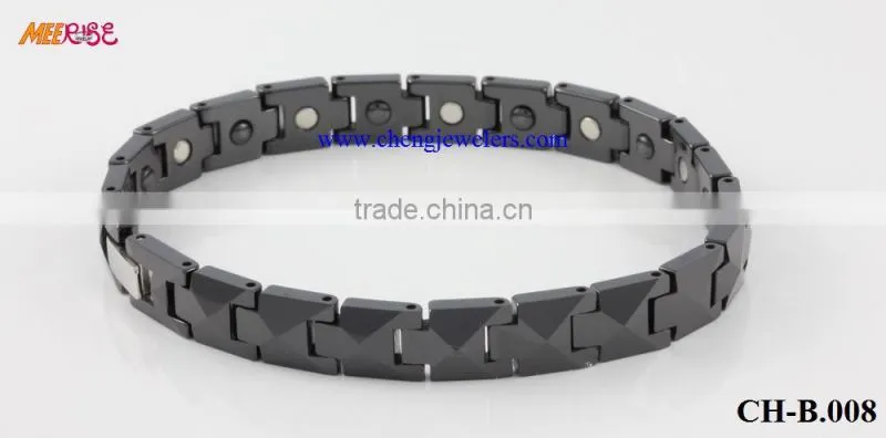 9mm width magnetic black bracelet,cross bracelet for men
