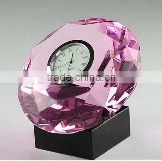 2016 Crystal section diamond shape crystal clock