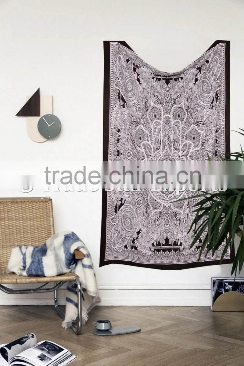 Twin Size Good luck Hamsa Hand of Fatima Islamic Wall Art Home Decorative Indian Cotton Wall Hanging Tapestry
