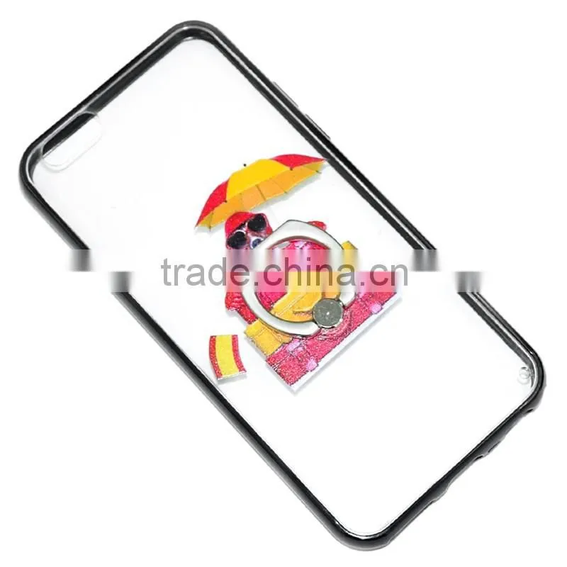 print TPU+PC combo back cover bumper case with ring kickstand for Huawei honor ascend lite mate8 P 9 gr3 y 6 5 max plus 7 6