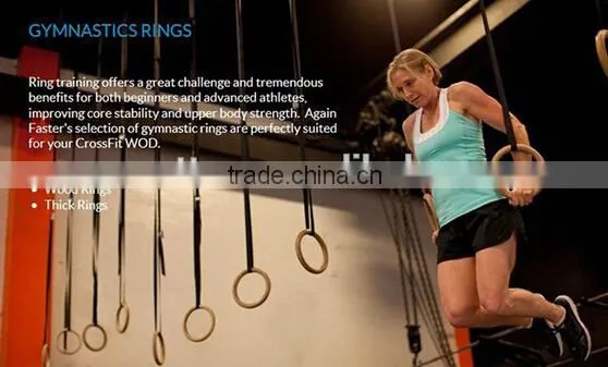 Portable Olympic Gymnastics Rings home fitness gymnastics wooden rings for crossfit strength training