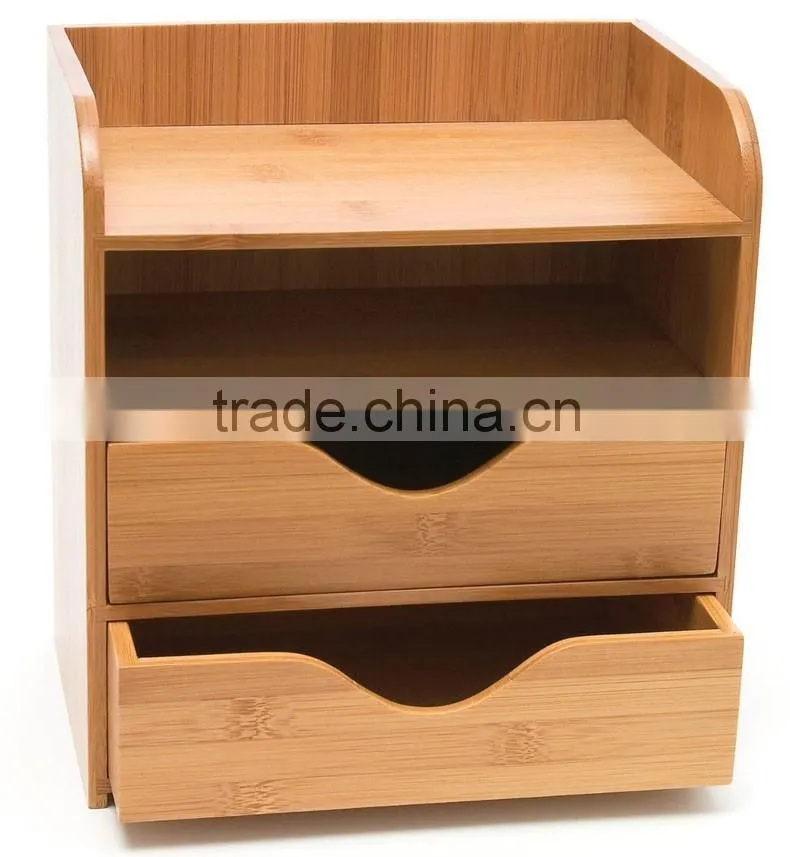 Natural Bamboo 4-Tier Desk Organizer , Brown