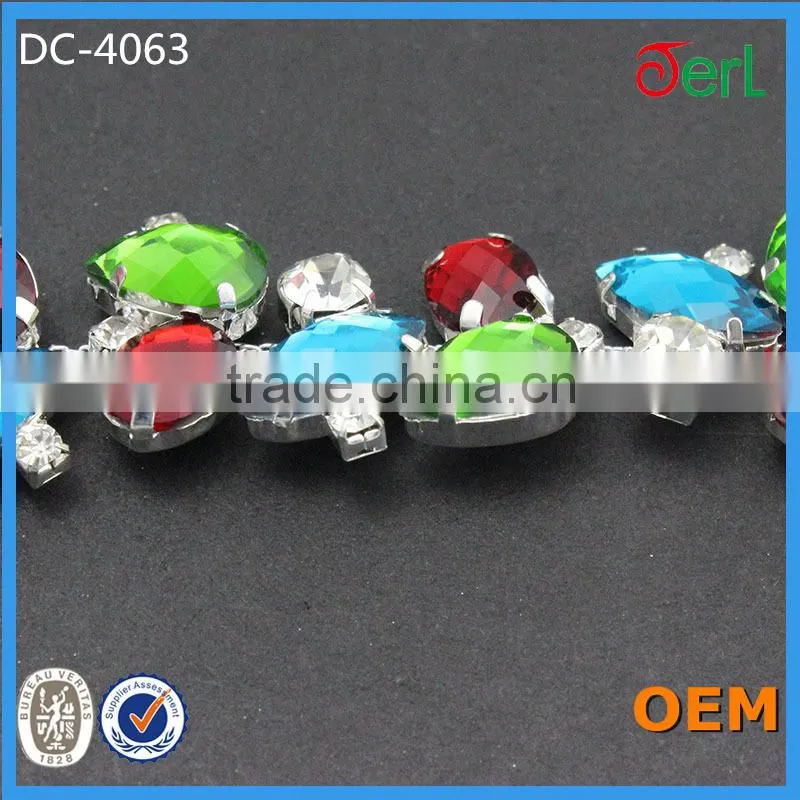 Factory direct sale 888crystal resin silver plating rhinestone chain
