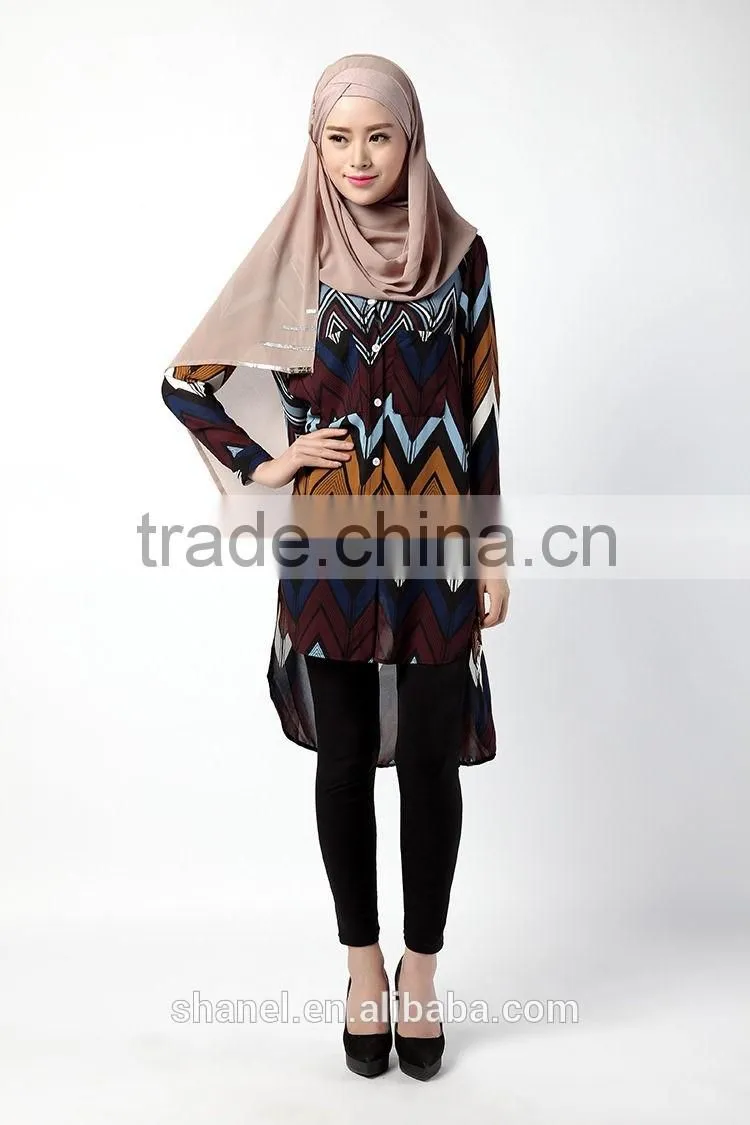 modern loose chiffon muslim blouse cardigan