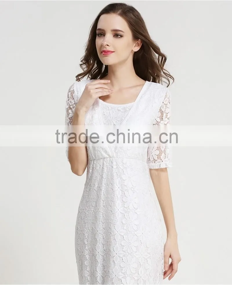 Elegant Lace breastfeeding party dress maternity clothes Fashionable