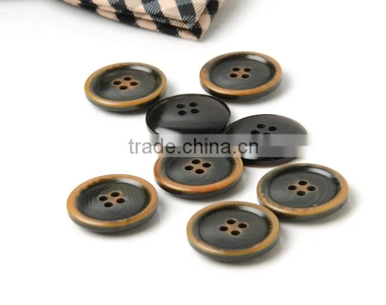 Fancy 4 Holes Burnt Black Natural Corozo(Ivory)Nut Suit Button