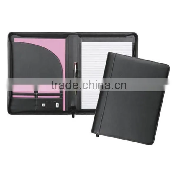 Promotion A4 zipper faux leather folder
