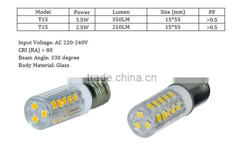 New products T15 3.5W 350LM E14 BA15D Base led light bulb with ce rohs Whosale led lights