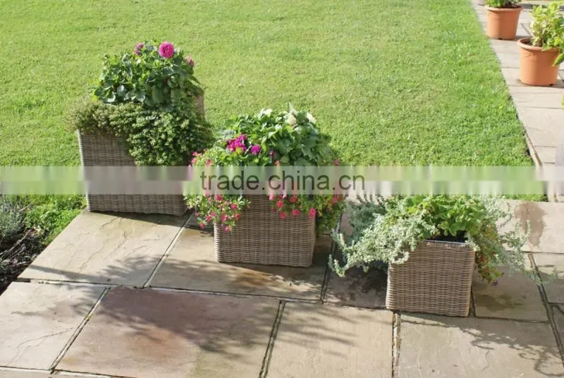 Set of 3 square shape big outdoor decorative flower pots garden