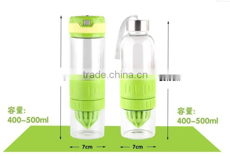 Lemon juicer glass bottle/Transparent Fruit Juicer glass Lemon Bottle /subzero glass water bottle