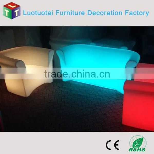 Nightclub Plastic LED Lighted Bar Sofa PE LED Sofa/plastic LED light up chair
