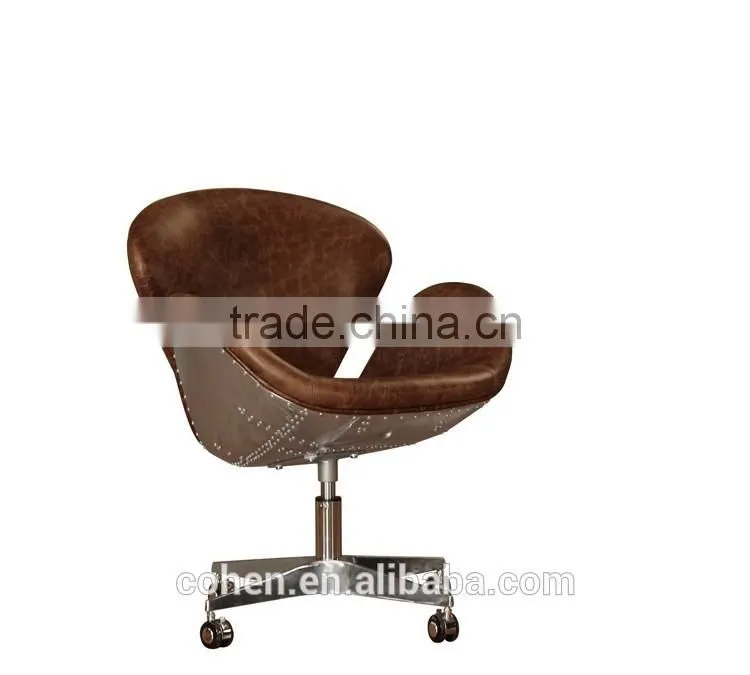 New model genuine leather egg chair with aluminium back coating/swivel bar chair with high back/lounge chair