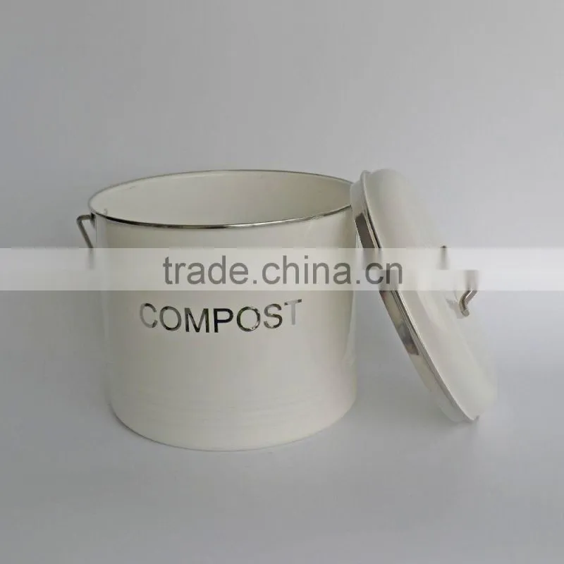 Indoor Powder-coated Steel Compost Food Waste Recycling Caddy Bin Metal Compost Bucket