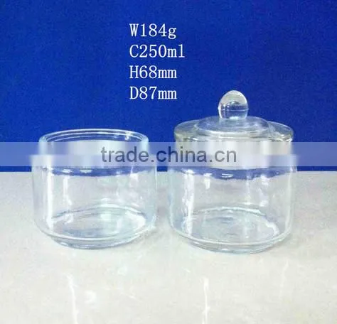 250ML round glass food jar with glass lid