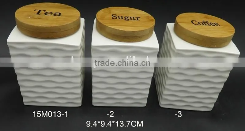 White colour coffee sugar tea ceramic storage jar