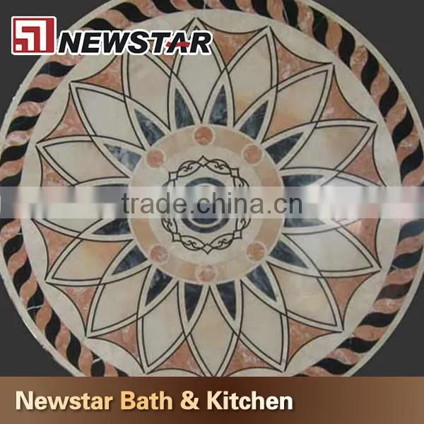 China polished round waterjet marble